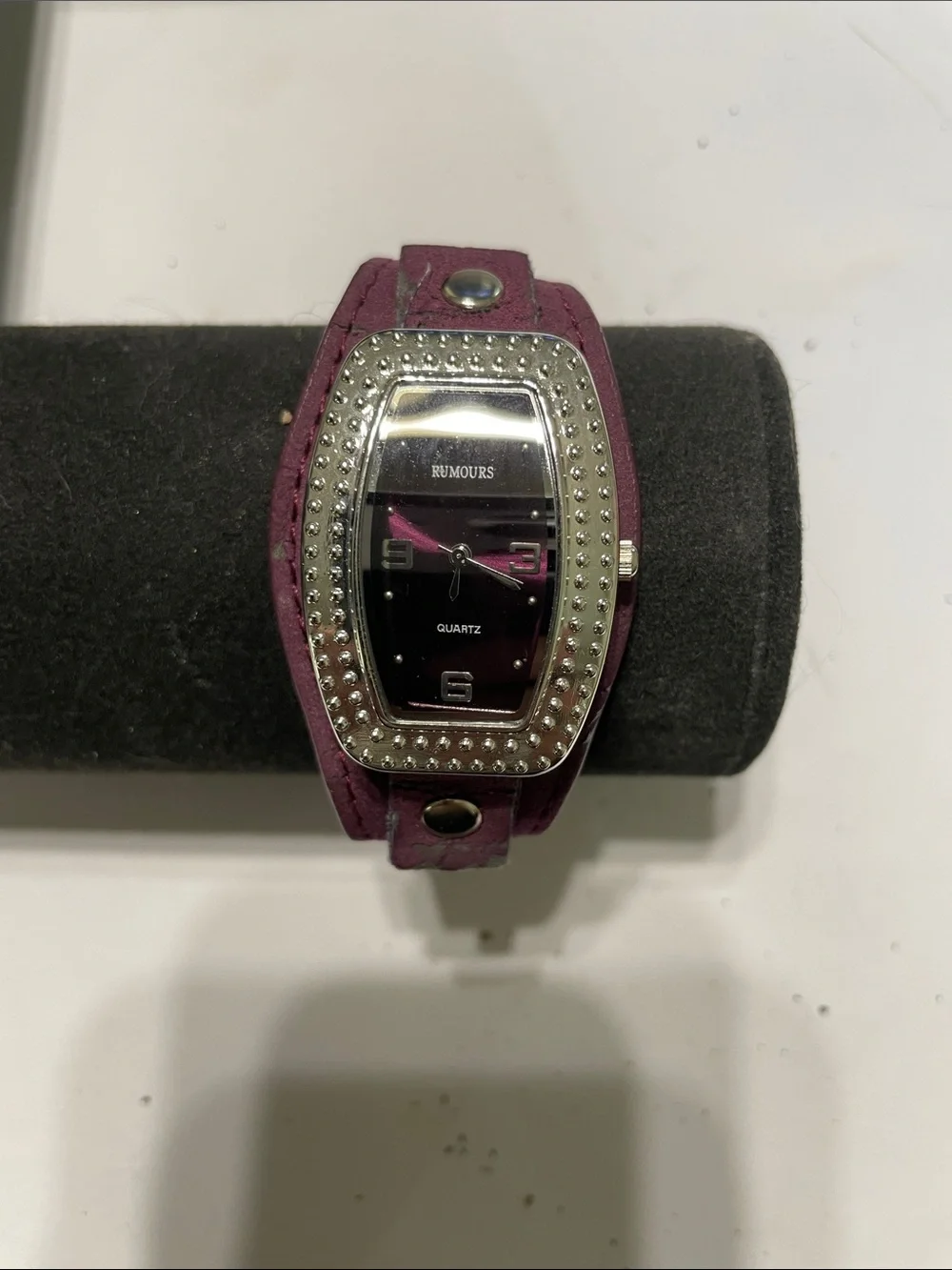 Rumours Women's Purple Leather Strap Fashion Watch.  Needs Battery.